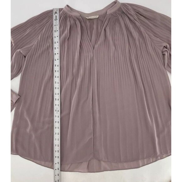 Soft Surroundings Plus Size Chloe Pleated Mauve Purple Sheer Blouse See Measure - Picture 11 of 12